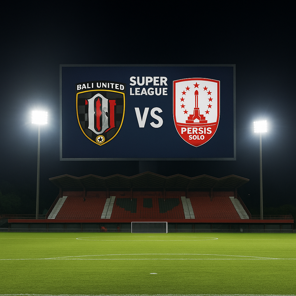 Pemandangan Stadion Kapten I Wayan Dipta pada malam hari menjelang laga Super League