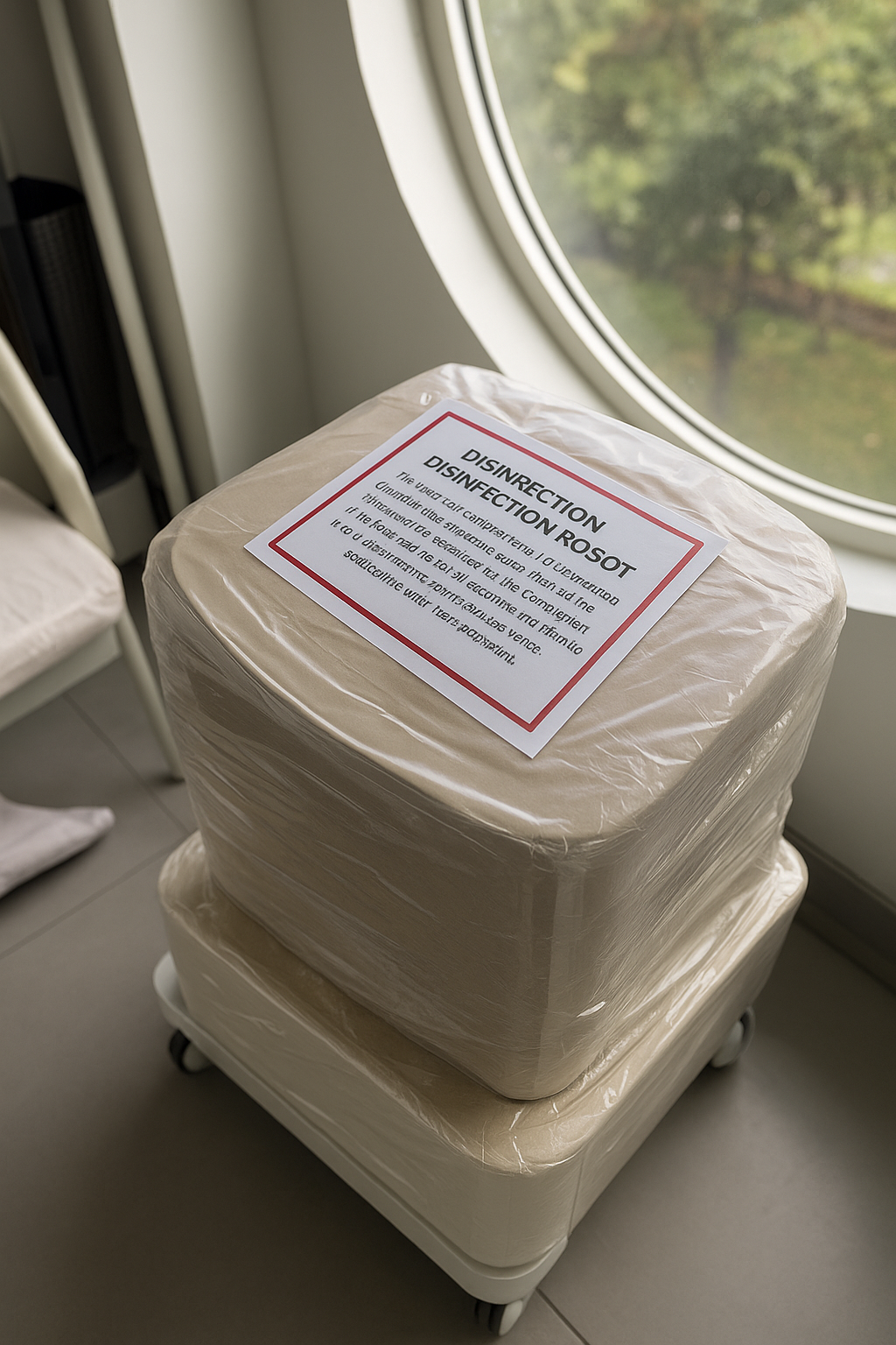 Hibah Robot Face Recognition KPK paket robot disinfektan terbungkus siap dilelang dengan kartu informasi