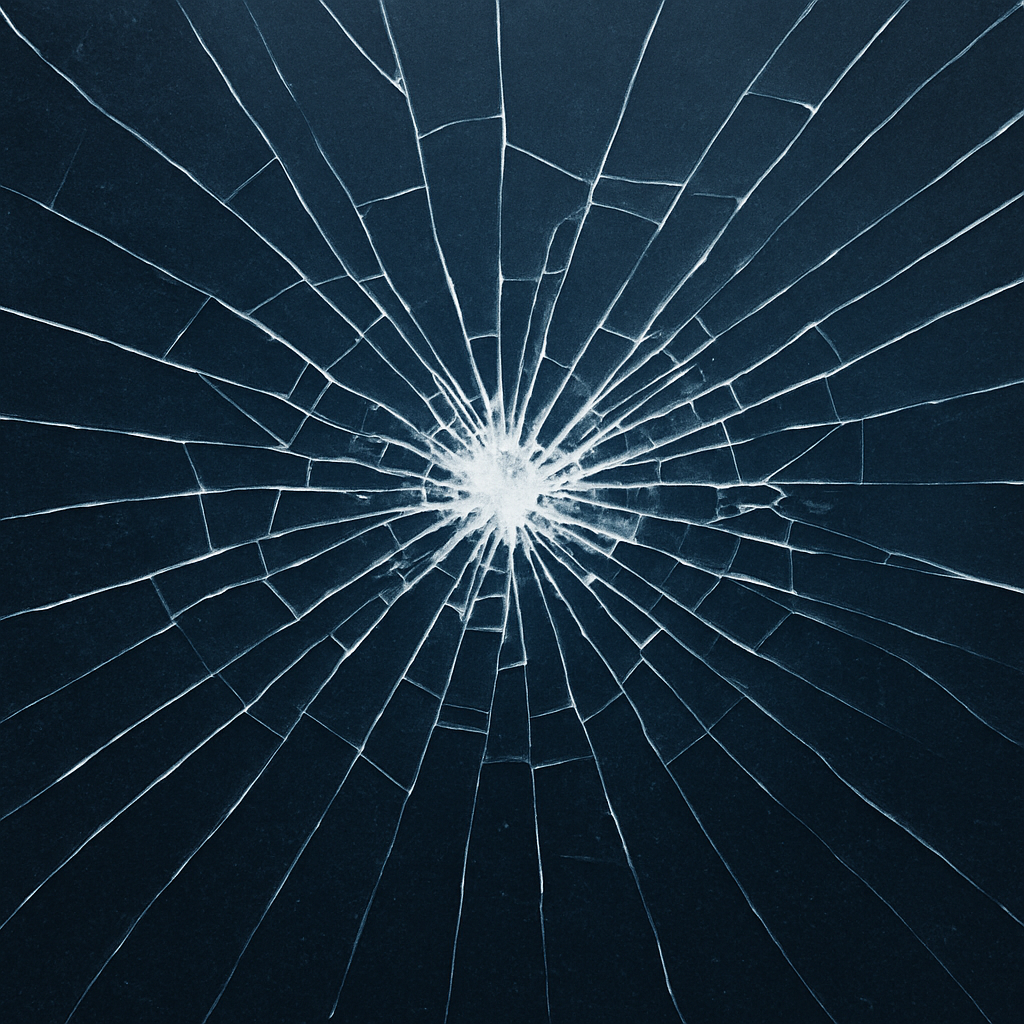 Pemotor Tangsel Tabrak Truk ilustrasi kaca retak sebagai simbol kecelakaan di jalan